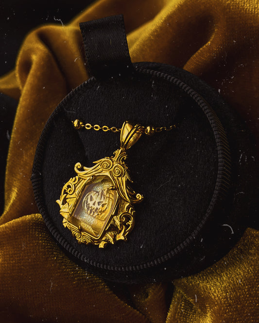 The GOLD Glass Casket "Sleepy Hollow" Necklace