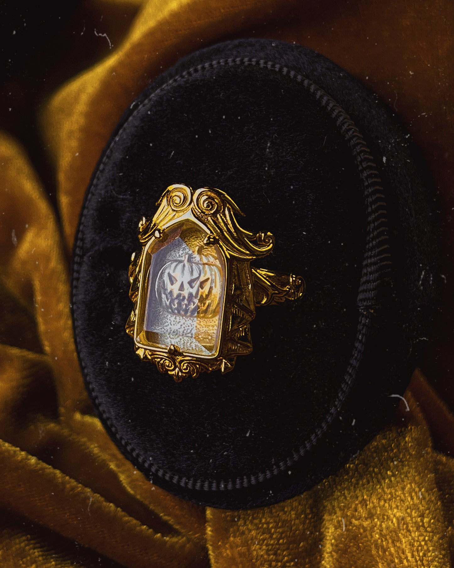 The GOLD "Sleepy Hollow” Glass Casket Ring